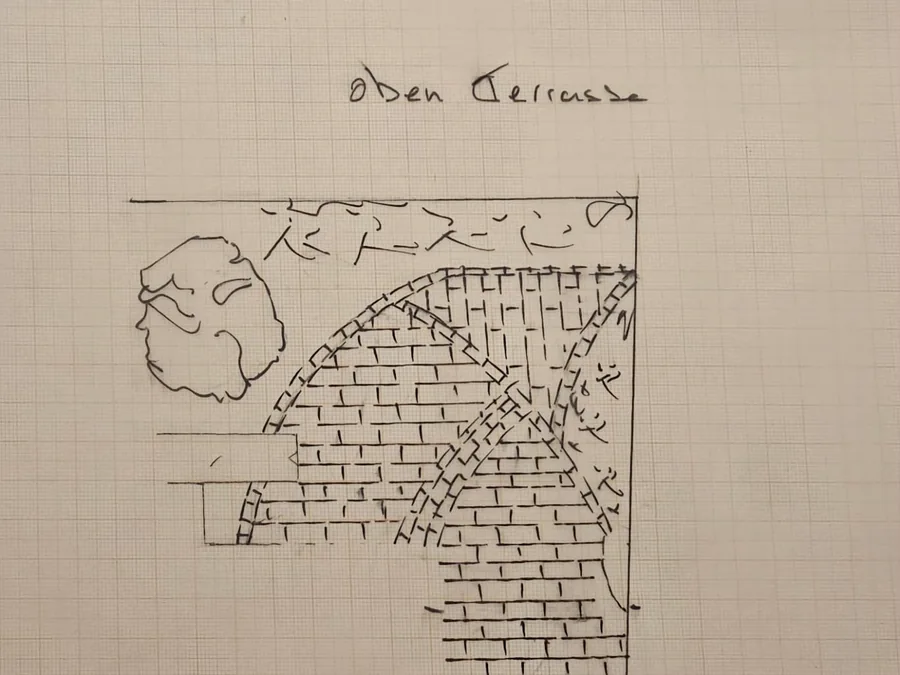Von Hand gezeichneter Entwurf auf Millimeterpapier